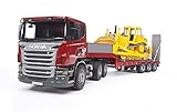 Bruder 03555 - Scania R-Serie LKW mit Tieflader und Cat B