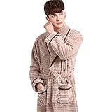 Pajamas, superweiches Fleece-Damen-Nachthemd, Flanell-Bademantel, Winter-dicker Erwachsenen-Bademantel, Badetuch, lang, warme Hauskleidung, Unisex (Größe: M, Farbe: Herren)