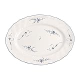 Villeroy und Boch Vieux Luxembourg Ovale Servierplatte, 36 cm, Premium Porzellan, Weiß/Blau,