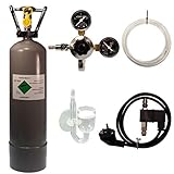 Guemmer products co2 Anlage Aquarium Komplett-Set für Aquarien mit 2kg Mehrwegflasche, gefüllt, NEU, inklusive Druckminderer, Nachtabschaltung mit Rückschlagventil und D