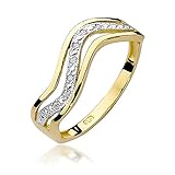 Damen Versprechen Ring Verlobungsring Antragsring 585 14k Gold Gelbgold natürlicher echt Diamant B