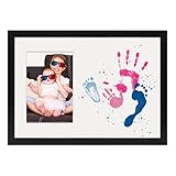 PHOTOLINI Collage-Bilderrahmen 21x30 cm/DIN A4 Schwarz mit Passepartout für 1 Bild 10x15 cm inkl. Fläche zum Selbst-Gestalten | Collagerahmen aus MDF mit Acrylg