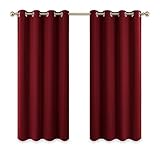 PONY DANCE Gardine Blickdicht Ösenschal - 2er Set Gardinen Wohnzimmer Thermovorhang Blickdicht Rot Verdunkelungsvorhänge, 2 Stücke H 137 x B 117