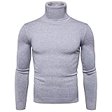 HUIWU Herren Rollkragen Sweatshirt Pullover Rollkragenpullover Herbst Winter Casual Basic Langarm Einfarbig Baumwolle Regular Fit Unterhemd Unterzieh Freizeithemd Sweater Langarmshirts Strick