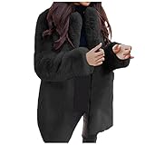 Plüschjacke Damen Teddy Plüschmantel Ohne Kapuze Künstliche Wolle Jacke Parka Winter Fleecemantel Fleecejacke Übergangsjacke Damenjacke Wintermantel Winterjacke Herbstjacke Plüsch Fleece Pulli M