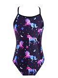 iixpin Badeanzug Mädchen Meerjungfrau Badebekleidung Einteiler Fischschuppen Schimmanzug Swimwear Gefüttert Kinder Teenager Bademode Tankini Sommer Schwarz_B 98-104/3-4 J
