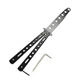 JIEER Butterfly Trainingsmesser Butterfly Knife Trainer Trainingsmesser Unscharf Metallbiegen Martial Arts Stahlbandmesser (Schwarz)