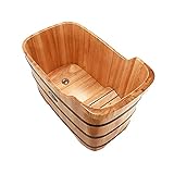 BUOODIUY Holzbadewanne Erwachsene mit Abdeckung Badewanne Spa Haushalt Langlebig Massivholz Badewannenfass Badezimmer Whirlpool Kinder Schw