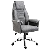 HOMCOM Drehstuhl Chefsessel Bürostuhl Schreibtischstuhl höhenverstellbar, Stoff+Metall, 68x69x116-126cm (Grau)