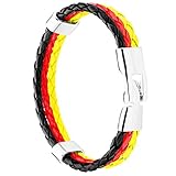 Piersando Armband Armreif geflochten Leder Fahne Motiv Fussball EM & WM Fanartikel Land Flagge Ärmel Schmuck Damen oder Herren Deutschland 19