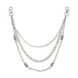 Xihuimay Hosenketten mit Feder Dekorationen Jeans Kette Brieftasche Chain Taschekette Hiphop Rock Punk Gothic Stil Metall Triple Pants Kette Radfahrer Lokomotive Zubehör für Männer F