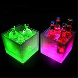 LED Eiseimer doppellagig Ice Bucket Eiskübel mit Farbwechsel, RGB LED Eiswürfelbehälter Flaschenkühler Getränkekühler,IP65 Wasserdicht,Automatische Farbwechsel, für Bier Party, Haus, B