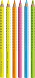 Faber-Castell - Textmarker Jumbo Grip Neon Textliner, 2x gelb, grün, pink, orange und b