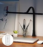 LED Schreibtischlampe mit Fernbedienung USB-betriebenes, LUCKYCOW 1250LM Dimmbar Büro Tischlampe 3 Farbmodus 10 Helligkeitsstufe mit Klemme, frei einstellbar schwanen Halslampe für Computer, N