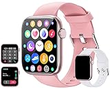 Smartwatch(Empfangen/Tätigen eines Anrufs), 1.72Zoll Touchscreen Armbanduhr, Fitness Tracker mit Pulsuhr Blutdruckmessung, Sportuhr mit Schrittzähler Schlafmonitor für Damen Herren Android iOS (Rosa)