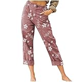 B-commerce Modische Damen-Hose, Übergröße, mit Knöpfen, Taschen, bedruckt, lockere Passform, gerade Hose Gr. XXX-Large,