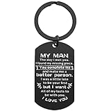 Queyuen Schlüsselanhänger mit Aufschrift „My man I love you“, Ehemann, Freund, Bräutigam, Verlobte, Hochzeit, Geschenk, Schmuck, Paare, Liebhaber, Geschenk fü