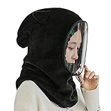 Chahu Warme Mütze mit transparenter Gesichtsabdeckung, tragbar, für den Winter, Outdoor, Fahrradkappe, passend für Helmmütze für Erwachsene – elastische Größe U