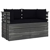 Tidyard Garten Palettensofa 2-Sitzer mit Sitzpolster,Lounge Ecksofa Gartensofa Gartenmöbel Sitzgruppe Garnitur Gartenset Palettenmöbel Holz-Sofa Mit 2 x Paletten-Ecksofa,M