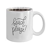 Eastlif Kaffeetasse Keramik Tasse GeschenkeBeach Bitte Text Zitat druckbare Grafik T-Shirt Design für Druck Vektor-Illustration Schwarz und Weiß