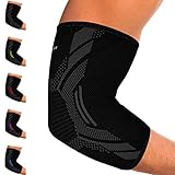 KINETIC EVOLUTION Ellenbogenbandage für Damen und Herren, Sport Kompression, Atmungsaktiv, stabilisiert und unterstützt, Sportbandage für Tennis Voleyball Golf Handball (L, Grau)