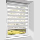 Doppelrollo klemmfix ohne Bohren, Duo Rollos für Fenster & Tür mit Bohren,Grau 75x140cm (BxH), Fensterrollo lichtdurchlässig & verdunkelnd, Klemmrollo Sonnenschutz & S