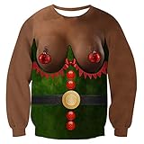 RAISEVERN Erwachsene Neuheit Weihnachten Afrika Santa Oma Jumper Weihnachtslaterne mit roten einzigartigen Buttown Sweater Full Sleeve Pullover für F