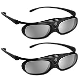 BOBLOV 3D Brille Aktive Shutter Glasses DLP-Link USB Schwarz Für BenQ W1070 W700 Dell Projektor (Schwarz 2Pack)