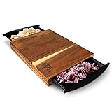 GreatKitchen,Schneidebrett mit Auffangschalen 34x26x4cm Hochwertiges Akazienholz, Anti-Rutsch Füße | Chopping Board für Zeiteffizientes Kochen&S