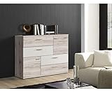 ZeoTioo Kommode Beistellkommode Sideboard Skive Sandeiche/weiss ca. 125