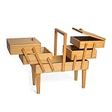 Hobby Gift GB8550 Wooden Workbox Holz Cantilever Sewing Hobby Craft Aufbewahrungsbox, 3 Ebenen mit Beinen, 21 x 42 x 435