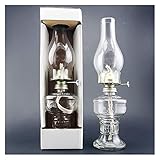 KAIFENGJUBIAN Kerosinlampe Glas Öllampe Home Atmosphäre Lampe Transparent Glas Indoor Oil Lampe Laterne Galvanisierte Kerosinlampe Camping Batterie Laterne 12.6inch Camping L