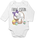 Shirtracer Ostern Baby - Frohe Ostern - Häschen im Korb - 3/6 Monate - Weiß - Frohe Ostern Body - BZ30 - Baby Body Lang