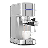 Klarstein Futura Espressomaschine, Siebträgermaschine mit 1450 Watt, 20 bar, Barista-Qualität, Zweifach Ausguss, Fließstopp, Siebträger Kaffeemaschine, Milchaufschäum-Funktion, silb