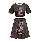 Yesgirl Sportswear Sets Für Damen T-Shirts Und Kurze Röcke Hunter X Hunter Anime Pulli 3D Druck Kurzarm Shirt Mit Rock Mode Cosplay 2 Stück Bekleidungsset Outfit D Braun XS