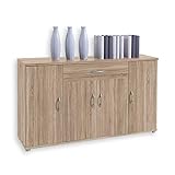 LILLY Kommode in Sonoma Eiche Optik - Modernes Sideboard mit viel Stauraum für Ihren Wohnbereich - 118 x 70 x 30 cm (B/H/T)