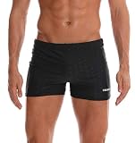 Arcweg Badehose Herren Eng Kurz Badeshorts mit Tunnelzug Schwimmhose Peinlichkeit Vermeidendes Pad Wassersport Kurze Hose UV Schutz Jungen Schwimmwear Schwarz 2XL(EU)-MarkeGröße 3XL, Taille 102-110