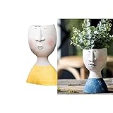 Baoblaze 2pc Human Face Sukkulenten Blumentopf Kaktus Pflanzer Indoor H