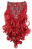 PRETTYSHOP XL 45cm 7 Teile Set CLIP IN EXTENSIONS Haarverlängerung Haarteil Voluminös Gewellt Rot CE13-1