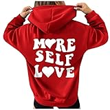 Hoodies Damen Kapuzen Pullover, Frauen Kapuzenpullover Briefdruck Cuddly Sweatshirt Oversize Casual Sport Tops Bluse Mit Taschen Teenager Mädchen Mode Sweater College-Stil Elegante Lang