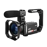 Camcorder 4K ORDRO AX60 Professioneller Livestream Videokamera mit 12X optischen Zoom 3,5 Zoll IPS Bildschirm HD 1080P 60FPS 4K HD Camcorder mit Mikrofon, Weitwinkelobjektiv, H