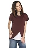 T-Shirt für Schwangere Sommer Stillshirt LAVIS, Kurzarm, rotbraun, L
