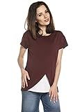 T-Shirt für Schwangere Sommer Stillshirt LAVIS, Kurzarm, rotbraun, L