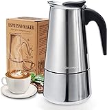 Godmorn Espressokocher, Kaffeekocher, Mokkakanne aus 430 Edelstahl, Espresso Maker für 6 Tassen (300 ml), Stovetop Coffee Maker Induktion Herde geeig