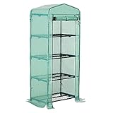 Outsunny Folien Gewächshaus Treibhaus Tomatenhaus Pflanzenhaus Frühbeet 4 Regalfächer Grün 70 x 50 x 160