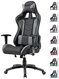 Delman Gaming Stuhl Bürostuhl Racing Stuhl Gamer Ergonomischer Stuhl Einstellbare Armlehne Einteiliger Stahlrahmen Einstellbarer Neigungswinkel 02-1004 (Schwarz-Grau)