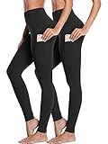 Neleus Damen Yoga Leggings Bauchkontrolle Workout Yoga Hose - Schwarz - M