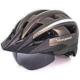 VICTGOAL Fahrradhelm MTB Mountainbike Helm mit abnehmbarem magnetischem Visier Abnehmbarer Sonnenschutzkappe und LED Rücklicht Radhelm Rennradhelm für Erwachsenen Herren Damen (Ti)