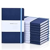 POPRUN Notizbuch Liniert Hardcover A5-80 g/m² Papier, 192 Seiten, 21 x 13 cm, Blau, 10er Pack