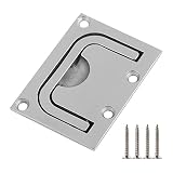 Lyaor Einlassgriff Bodenheber 316Edelstahl Flush Hatch Locker Embedded Zugring Griff Versteckter Griff des Kabinetts - 76 x 57mm mit 4 Schrauben Bodenheber Lukengriff für Marine Yacht Schließ